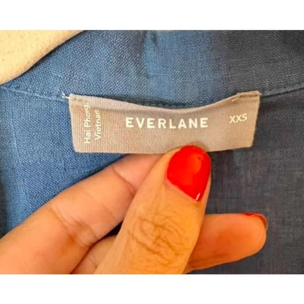 Everlane The Linen Workwear Shirt in Deep Blue Boxy and Oversized sz. XXS - Picture 4 of 8